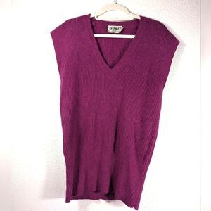 Vintage Retro Richard & Co Pink Angora V-Neck Tunic Sweater Vest Size M